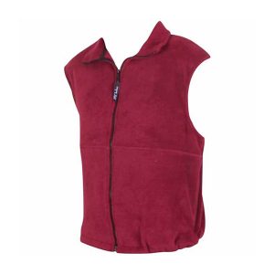 A Dark Pink full front zip vest with side pockets and front yoke